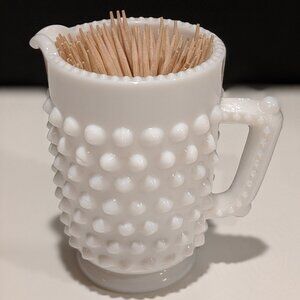 Fenton-Style Hobnail Milk Glass Toothpick Holder